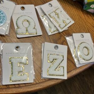 Gold and White Adhesive Letter Patches